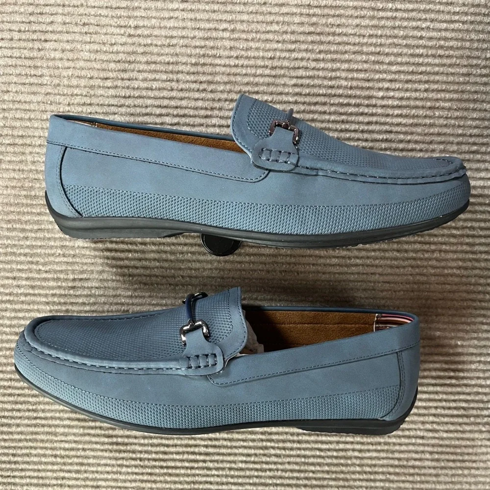 Stacy Adams Colton Navy Marine Blue Bit Driving Loafers Mens 12 M Preppy